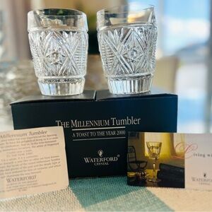 Waterford Crystal Millennium Tumbler Set of 2 – Toast to the Year 2000 Vintage